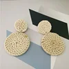 Geometric Drop Korean Dangle Earrings For Women Girls Oversize Round Rattan Knit 2022 New Style Jewelry Summer Beach Accessories ► Photo 3/6