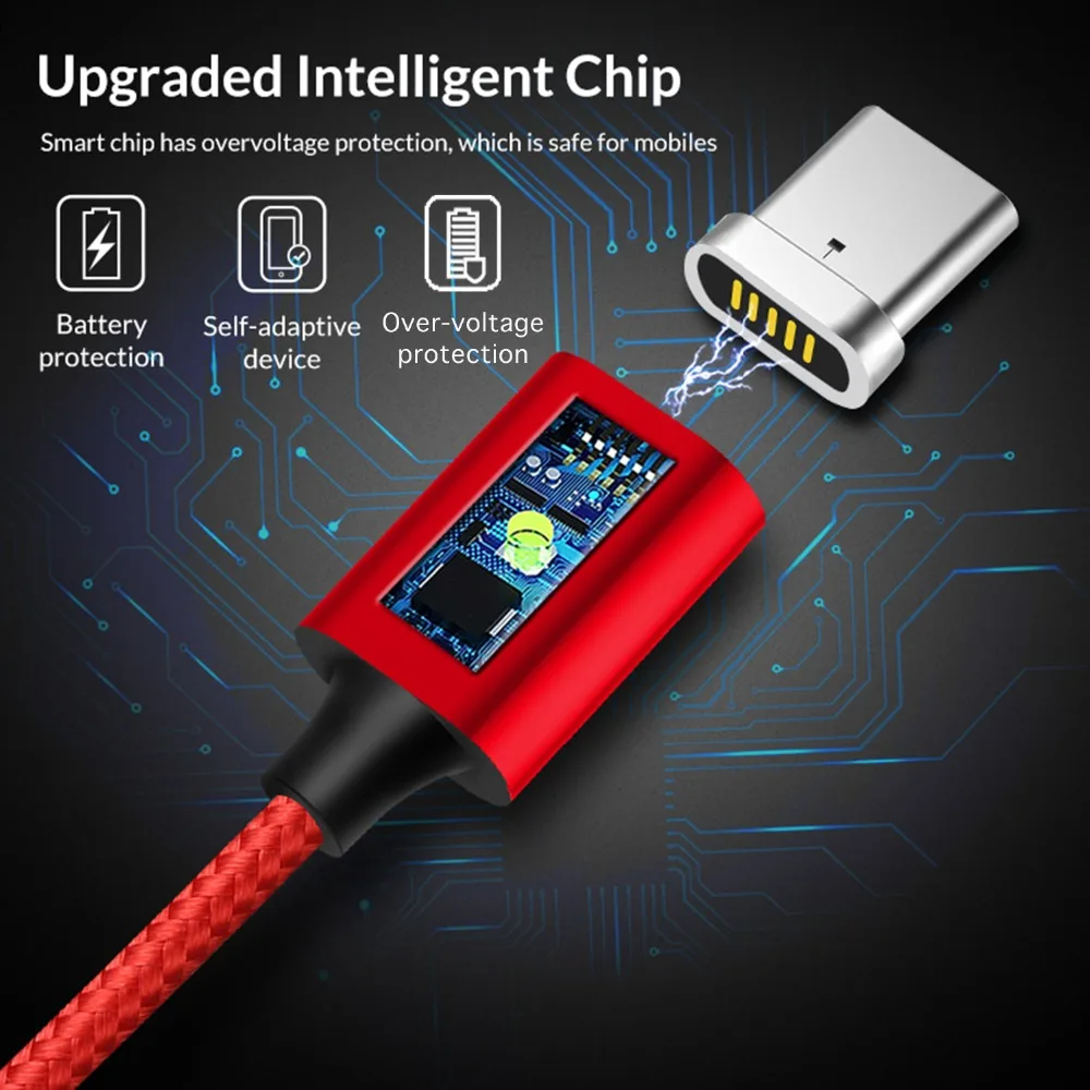 ELFMIC شاحن المصغّر usb نوع-C الإضاءة كابل ل Xiaomi هواوي فون المحمول سريع شحن المغناطيس كابل بيانات سلك