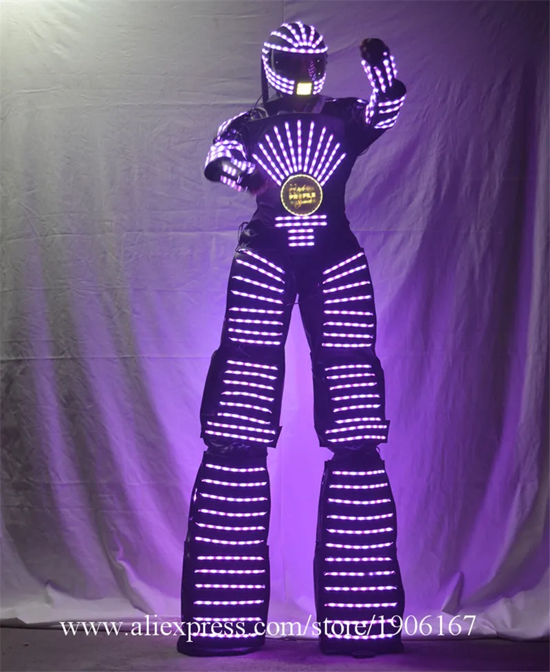 Stilts Walker LED Lights Costumes,LED Dancer Costume LED Robot Suit For Party Performance Electronic Music Festival DJ Show02