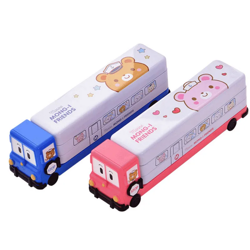 

Stationery box student children multi-function metal pencil case large capacity built-in pencil sharpener