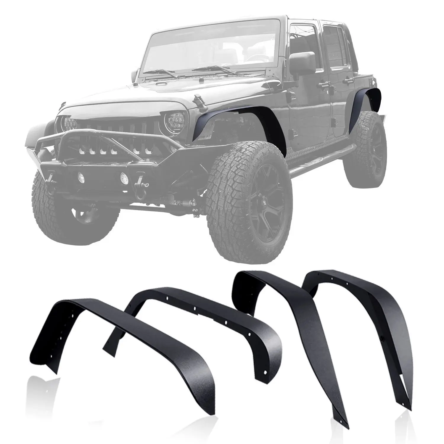 Набор J064 Tuxtured steel плоский стиль крыло вспышки 2007- для Jeep Wrangler JK неограниченное количество авто продуктов Lantsun