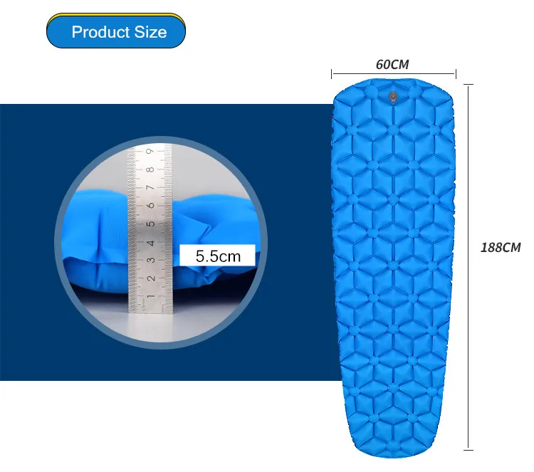 Надувной матрас для кемпинга на открытом воздухе, ультралегкий нейлоновый ТПУ 188*60*5,5 см, надувная кровать для пешего туризма, пикника