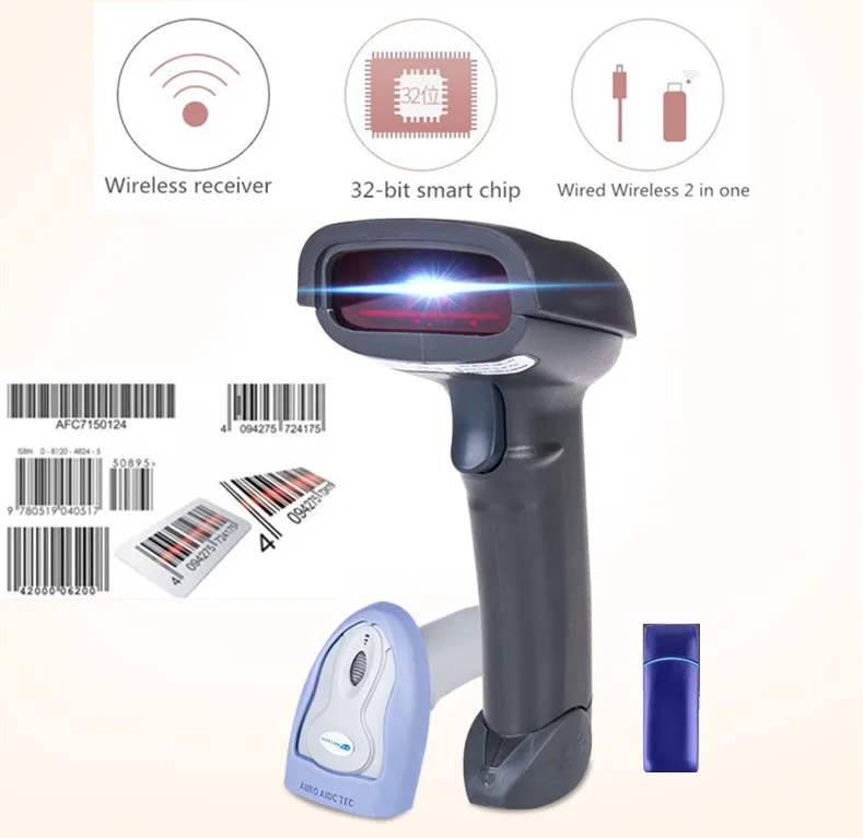 

10pcs Wireless barcode scanner1D express single dedicated supermarket Retail Stores bar code reader with function of storage