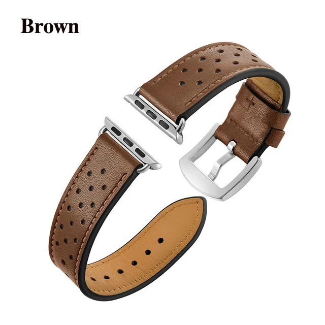 6 Colors Leather Replacement Watch Strap For Apple Watch Band 42mm 38mm 44mm 42mm Women Men Bracelet Band for iWatch 1 2 3 4 5 - Цвет ремешка: brown