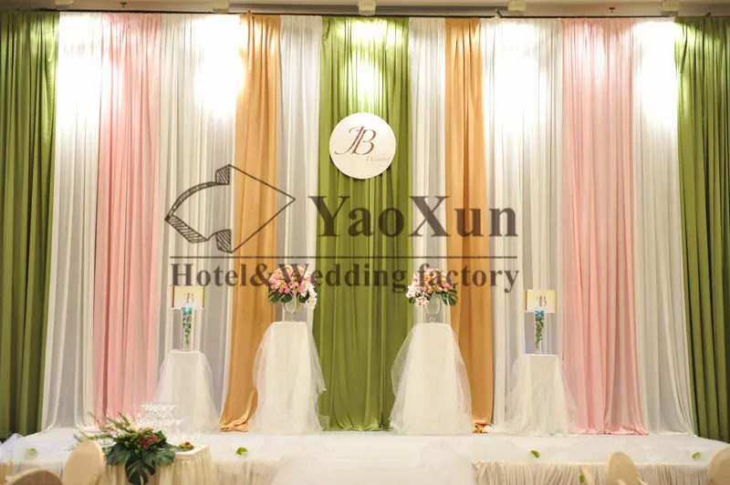 

NEW Design Colorful 3M*6M Stage Wedding Backdrop Curtain colorful background white pink gold