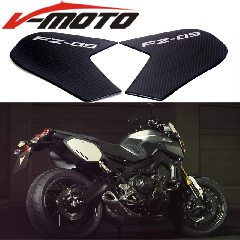 

Motorcycle Carbon fibreFuel Tank Pad Anti Slip Protector Stickers Knee Grip Side Decals for YAMAHA MT09 MT-09 FZ09 FZ-09 FJ09