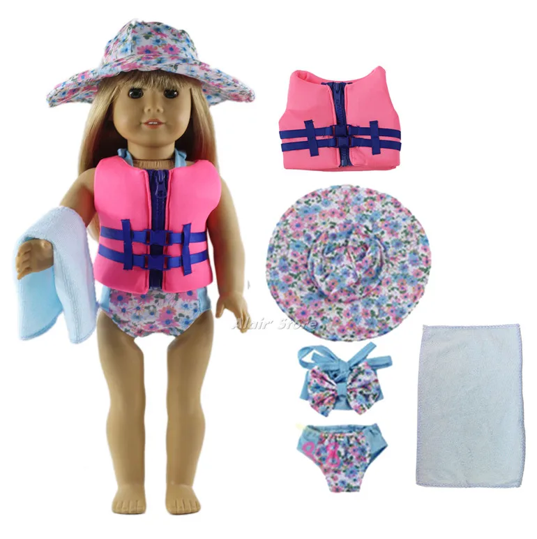 1 Set Blue Swimming Suit Equipment Outfit Doll Clothes for 18 inch doll