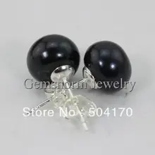 Оптовые закупки речных жемчужин серьги-гвоздики размером 8-9 мм, черный/серьги с белым жемчугом 120 пар/лот ER015