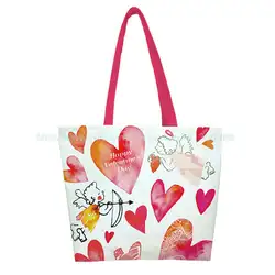 1 предмет Амур любовь принт пользовательских Валентина Tote Сумки ручной накладные сумки Для женщин Хозяйственные сумки модные Сумки
