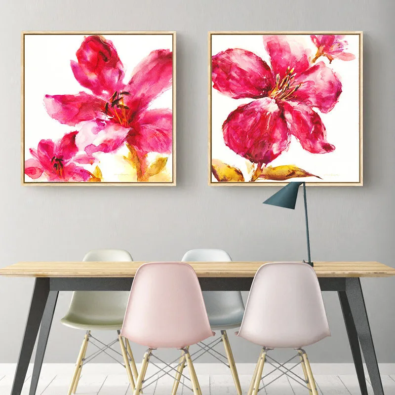 

HAOCHU Chinese Style Canvas Print Decorative Painting Traditional Classical Ink Color Flowers Camellia Warm Home Living Room