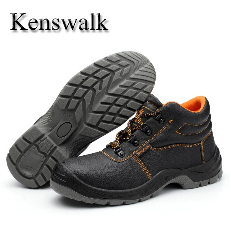 Kenswalk casuales antideslizante TPU seguridad suela botines punta de acero zapatos de piel de invierno botas de nieve caliente para los hombres trabajo zapatillas|Botas de seguridad de trabajo| - AliExpress