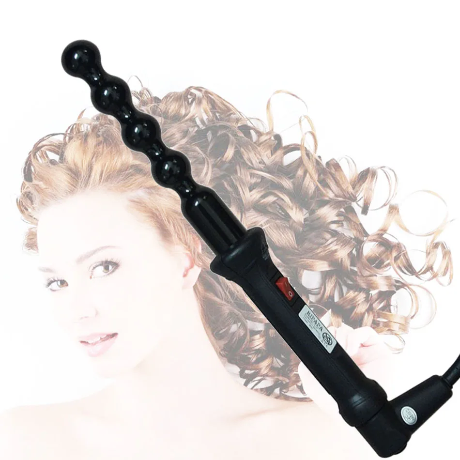 

KIPAPA Gourd Curling Iron 1 Inch Curl Secret Hair Styler Curling Wand Dual Voltage Electric Hair Curler with Glove