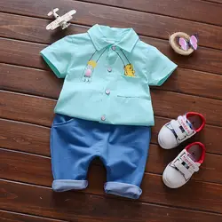 JIOROMY в летний корейский стиль мультфильм мальчик рубашка с 306 + 5 минут Штаны в два костюма распродажа товаров на Комиссии основе