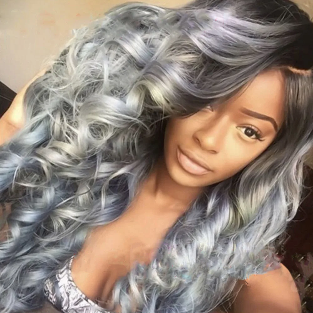 New Fashion Popular Sexy Women Girl Gradient Gray Party Wigs Long Curly Hair Mixed Colors Synthetic Wig Gift Dropshipping New Fashion Popular Sexy Women Girl Gradient Gray Party Wigs Long Curly Hair Mixed Colors Synthetic Wig Gift Dropshipping