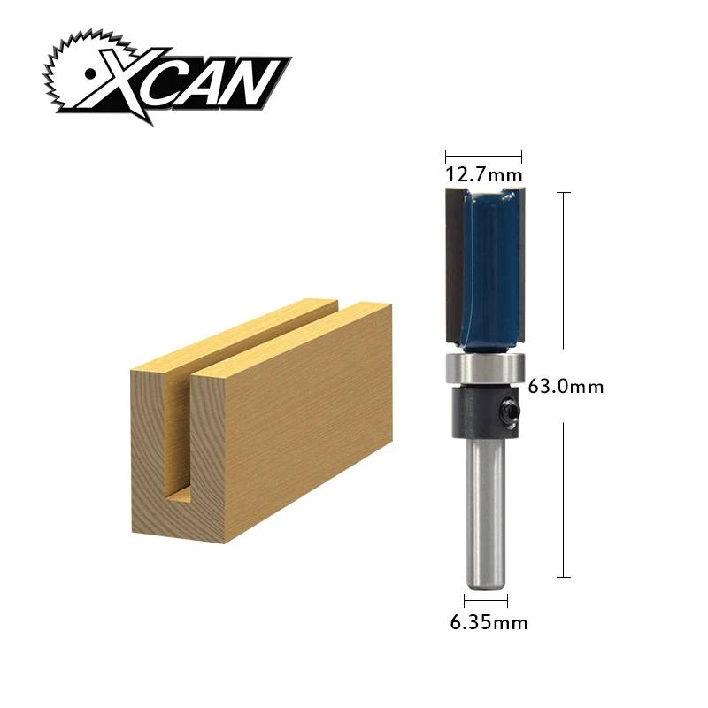 

XCAN 1pc Carbide 1/4" shank Straight Woodworking Milling Cutters Trim Pattern Router Bit For Wood Woring Tool