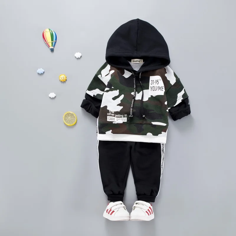 

Kids Baby Boy Girl Clothing Set 2019 Cotton Camouflage Kids Toddler Clothes Hooded Suit For Boy Spring Children Clothes