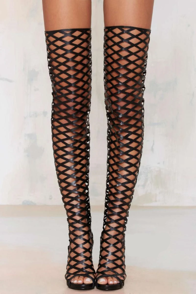 Creux Nouveaux Feminina Sur Genou Hauts Femmes 2017 Talons Chaussures Haute Le Zipper D'été Showed Color S'étendent Sandales Bota As Cuisse Out Bottes Gladiateur VpjUMGLSqz