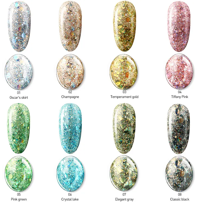 Kit de esmalte de uñas de Gel UV con brillo Super brillante de laca de Gel UV con brillo de platino Semi permanente Kit de esmalte de uñas de Gel UV con brillo Super brillante de laca de Gel UV con brillo de platino Semi permanente