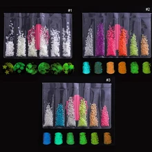 Неоновая Люминесцентная пудра светящаяся Снежинка Луна украшения для ногтей флуоресцентный блеск светящийся пигмент Пыль УФ гель лак дизайн