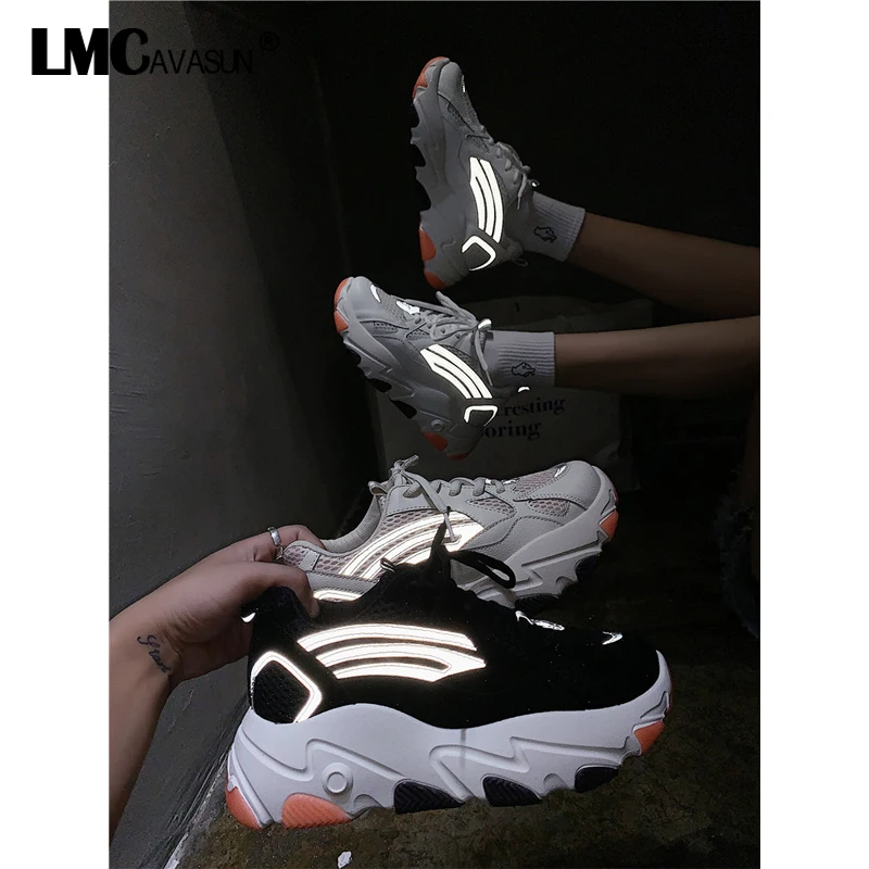 

LMCAVASUN Running Shoes for Women 2019 New Chunky Sneakers Women Mesh Breathable Thick Sole Dad Shoes Zapatillas Mujer Deportiva