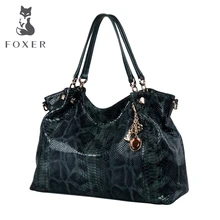 FOXER Marca Mujeres de piel de Serpiente de Cuero Genuino Clásico Bolso de Hombro Del Diseñador Bolsos de Las Mujeres elunic Bolsos Femeninos de las mujeres de mensajero bolsas