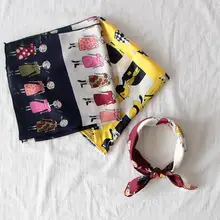 Для женщин Многоцветный квадратный головной платок шаль обёрточная бумага перо в полоску горошек платок