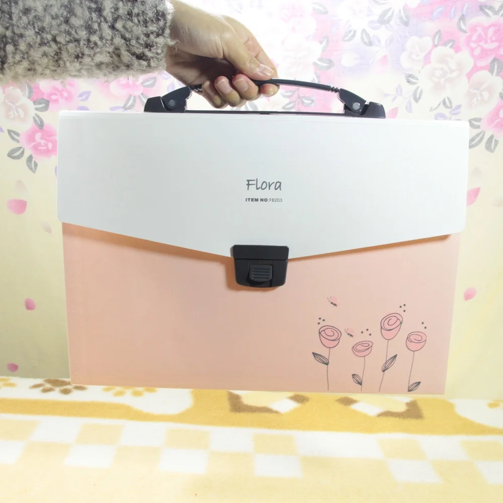 A4 Multi layer Document File Folder Bags with Handle; Expandable File