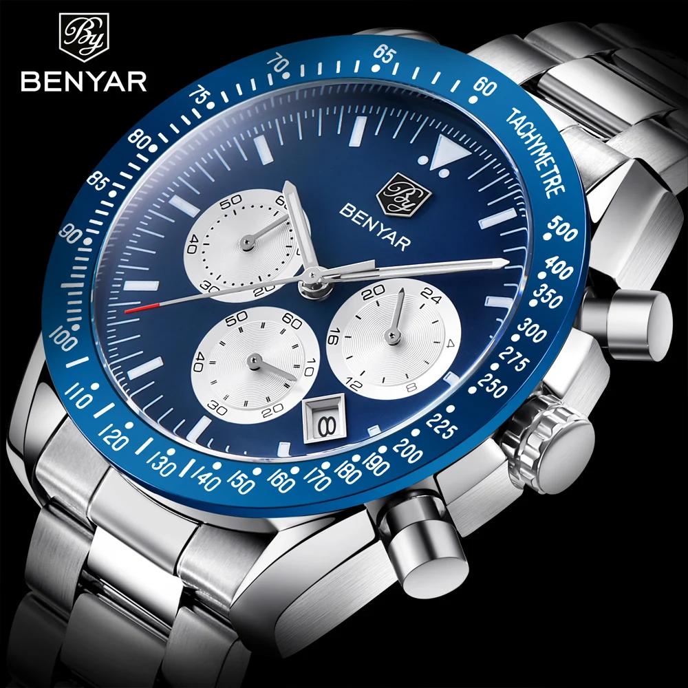 Водонепроницаемые кварцевые часы Montre Homme спортивные с хронографом в стиле