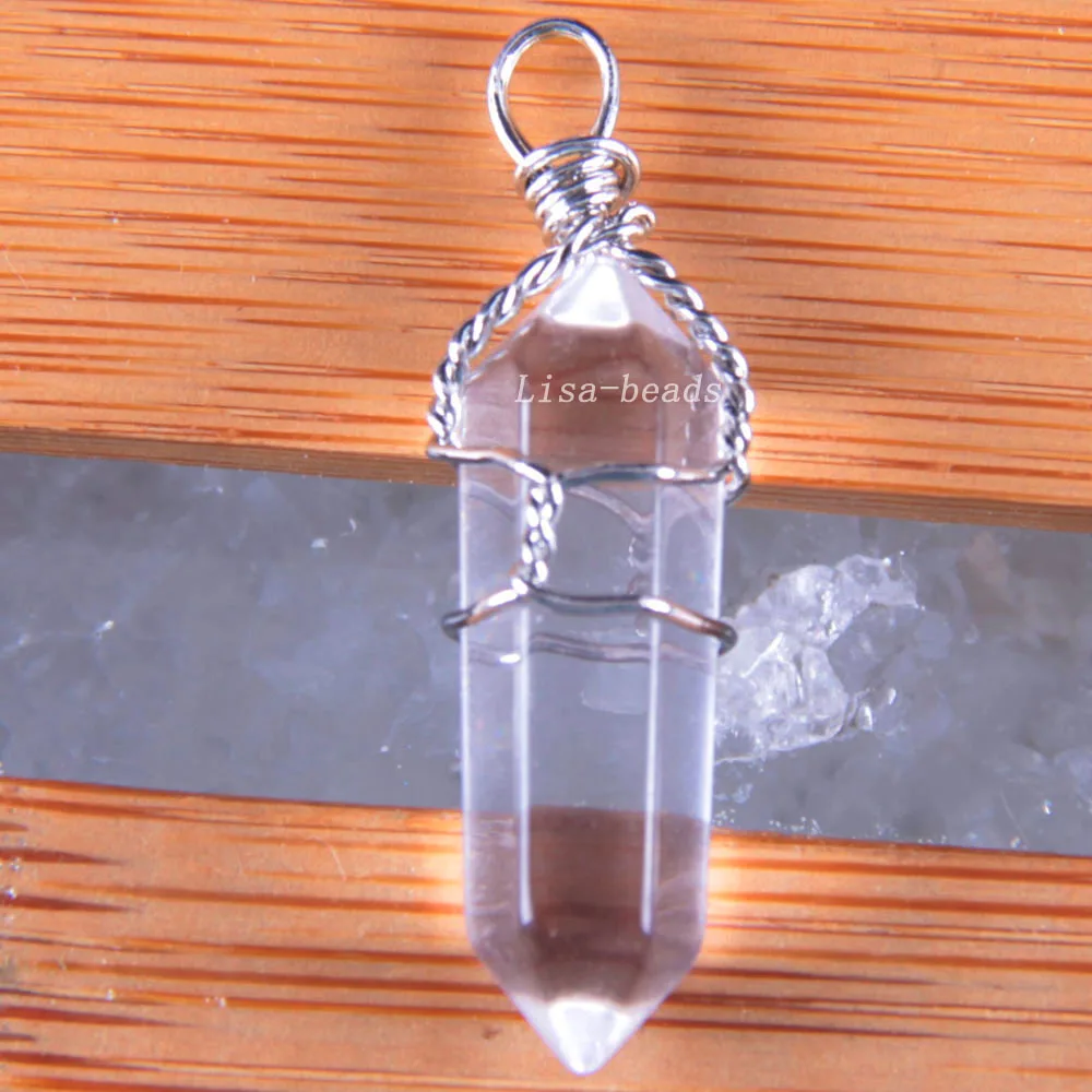 Free Shipping Fashion Jewelry 40x8MM Natural Clear Crystal Pendant 1Pcs