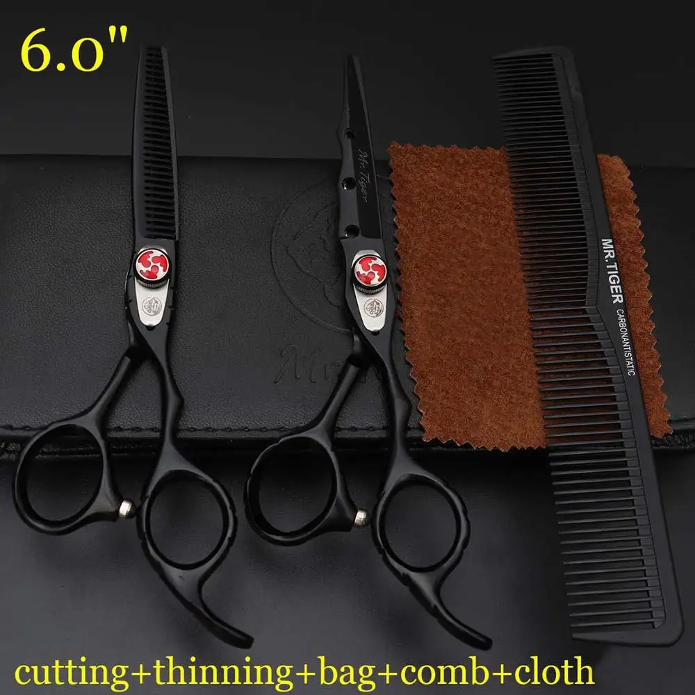 6,0 набор, японские ножницы для волос, Профессиональные парикмахерские ножницы, парикмахерские ножницы, ножницы для стрижки волос, парикмахерские ножницы - Цвет: 2 scissors and bag