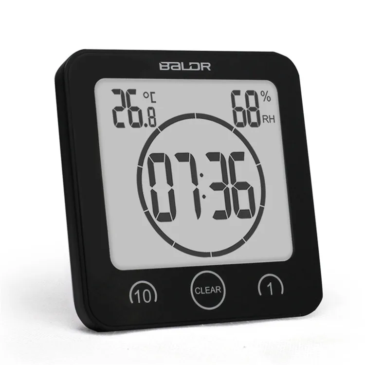Водонепроницаемый Измеритель температуры и влажности, цифровые настенные часы для ванной, таймер, кухонный термометр, гигрометр, будильник обратного отсчета