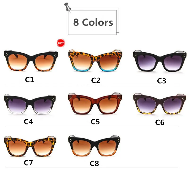 Женские солнцезащитные очки "кошачий глаз" с заклепками, роскошные брендовые дизайнерские солнцезащитные очки для женщин, большие очки, знаменитостей Ким Кардашьян