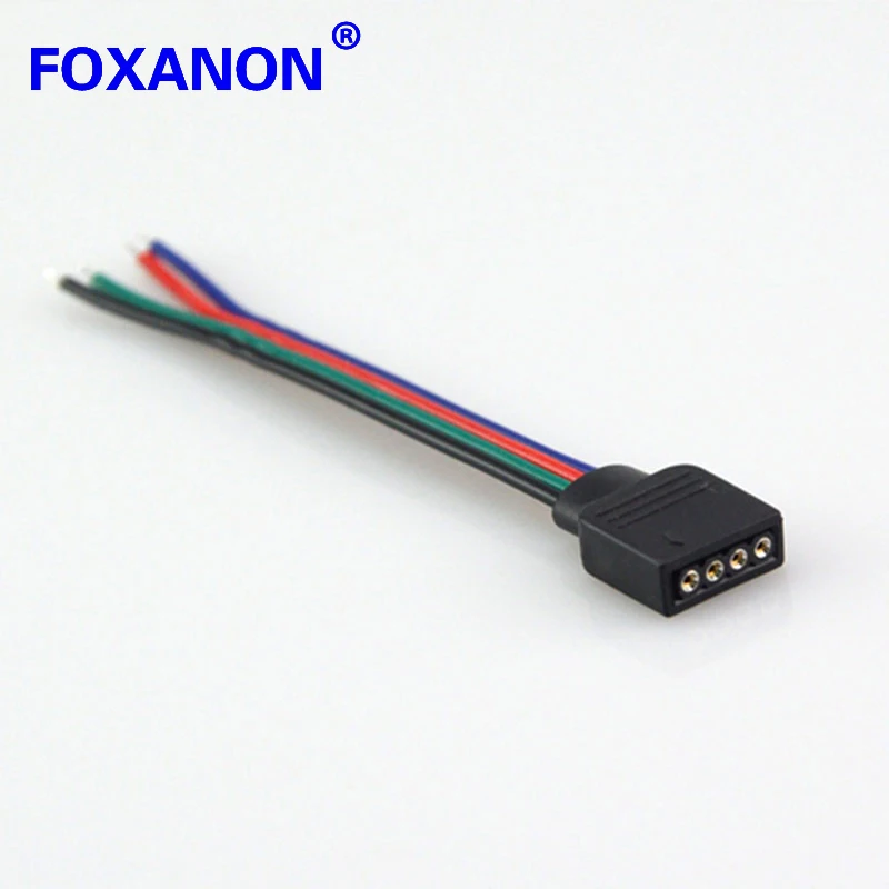 

Foxanon Brand RGB 4PIN PCB board connector wire LED Flexible Strip 4 Pin Female Connector For SMD 3528 5050 RGB Strip light