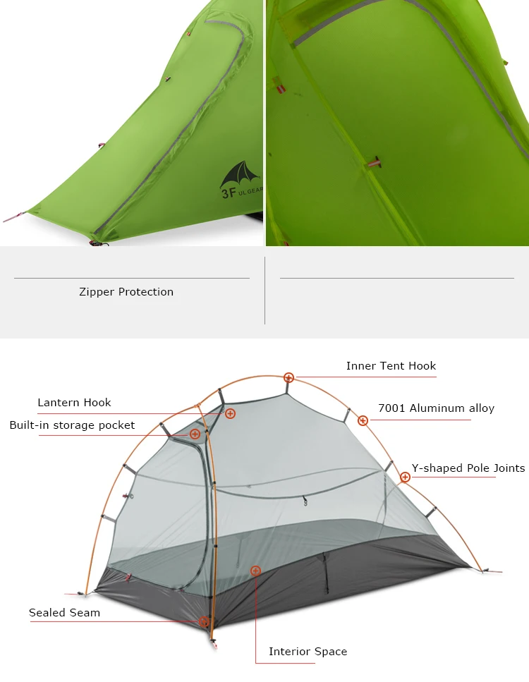 Ultraleve à Prova Temporada para Acampamento Engrenagem Pessoa Mochila Tenda Dultralight Água 15d Silicone Revestido 3 ou 4 3f ul 2 7 Esporte e Lazer