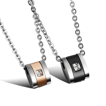 

Fashion Lovers' Pendant Necklaces Classical Black/Gold Adjustable 316L Stainless Steel Link Chain Jewelry GX947