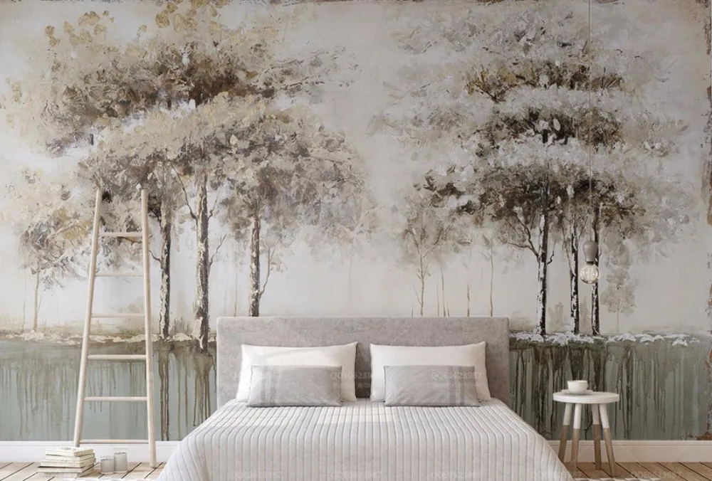 

3d mural wallpaper Modern Scandinavian Style Trees Forest for living room TV Background Wall papel de parede