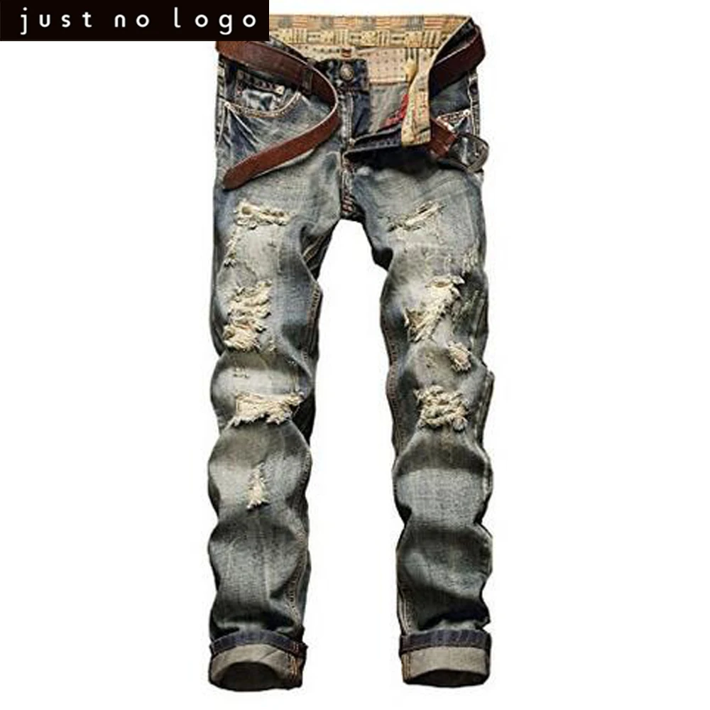 JNL Men Blue Vintage Jeans Distressed Destroyed Trousers
