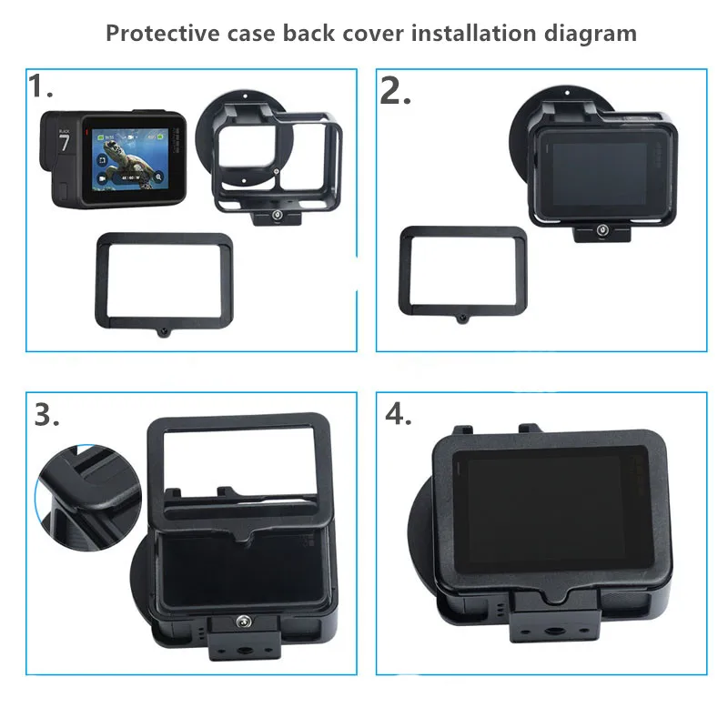 Aluminum Protective Case Housing Back Cover Metal Radiating frame +52mm UV Lens filter cap for GoPro Hero5 6 7 Black Camera Cage (4)