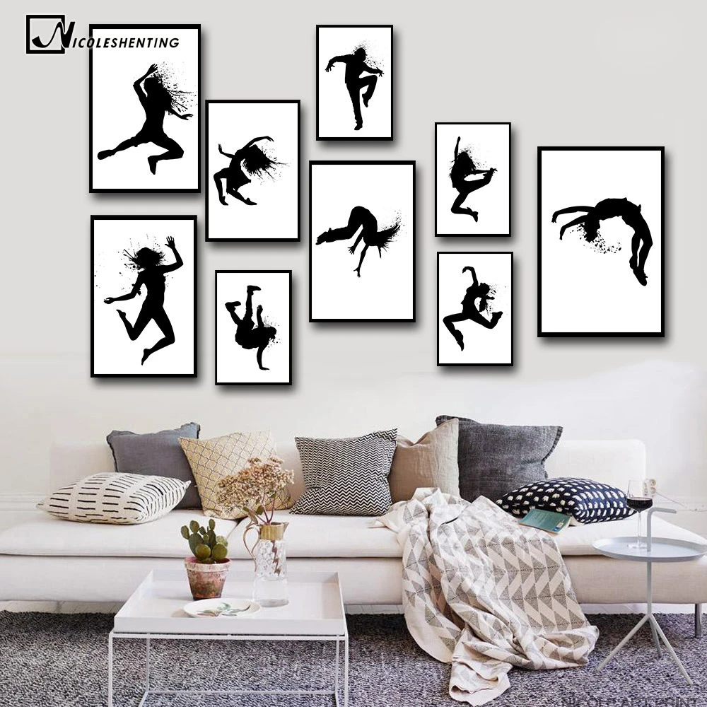 Madchen Musik Hip Hop Street Dance Minimalistischen Kunst Leinwand Poster Malerei Schwarz Weiss Wand Bild Moderne Kinderzimmer Dekoration C431 Painting Black White Wall Picturespictures Modern Aliexpress