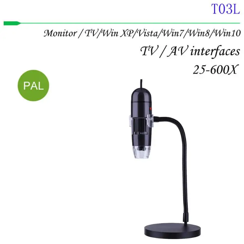 

2.0MP 25X-600X HD Digital Microscope Far Focus USB Microscope AV TV Camera With 8pcs White Light LED Lamps Optical Instruments