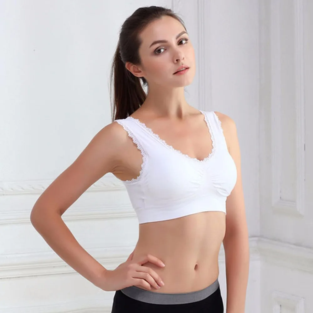 Women Yoga font b Sports b font font b Bra b font Lace Leisure Crop Top