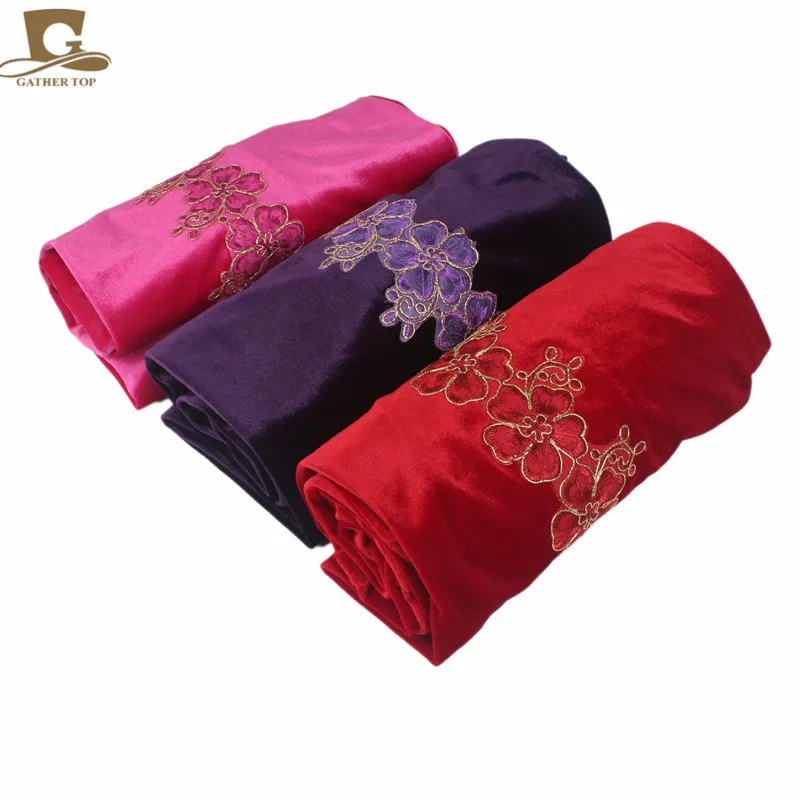 Flor de Veludo Novo Luxo Nigeriano Turbante Cabeça Longa Envoltório Headwrap Elegante Lenço Hijab Boné 3d 12 Acessórios para cabelo (mulheres)