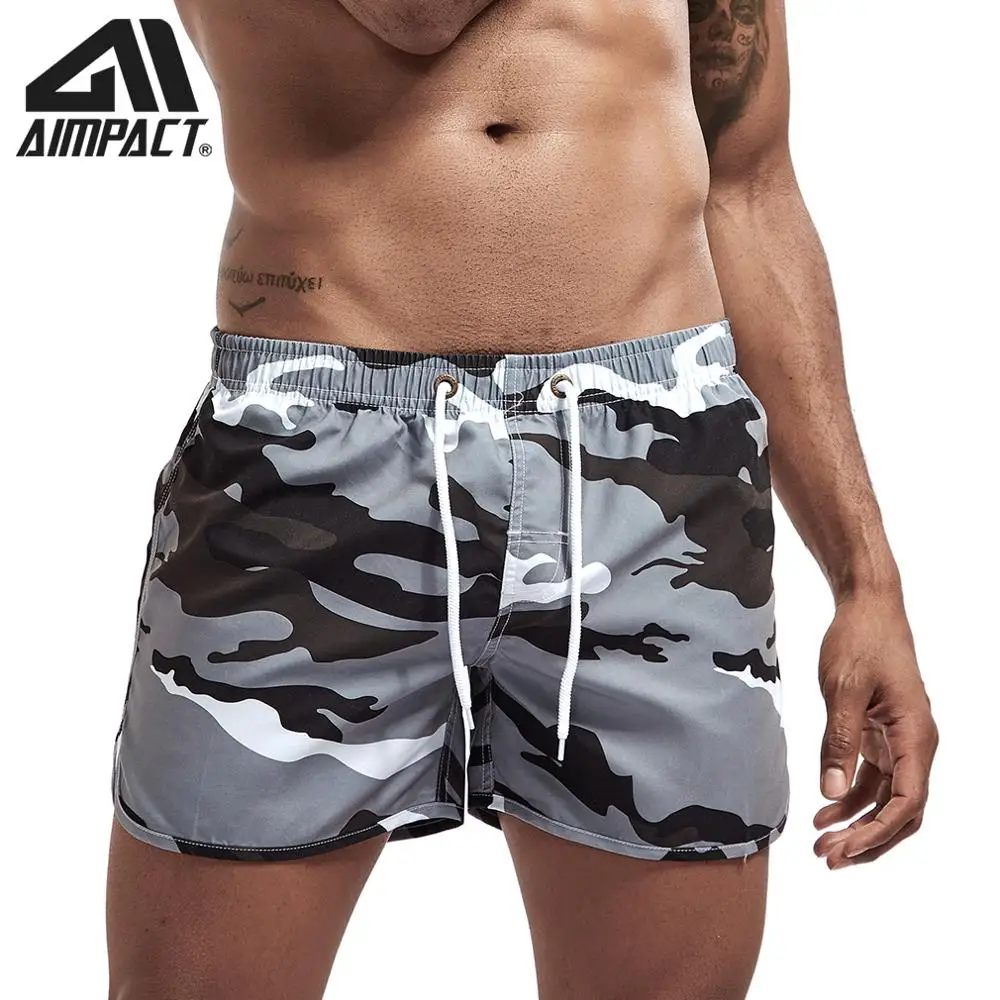 Aimpact быстросохнущие пляжные шорты для мужчин, сексуальные праздничные Шорты для плавания, для серфинга, мужские плавки, шорты для бега 4AM2165