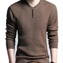 Осенние кашемировые шерстяные свитеры мужские повседневные Большие размеры длинный рукав полосатый трикотажный свитер мужские с v-образным вырезом модный тонкий пуловер мужские 2XL