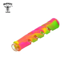 HORNET Silicone et verre Pipe à fumer 90MM un frappeur Cigarette pioche Pipe herbe tabac tuyaux accessoires(China)