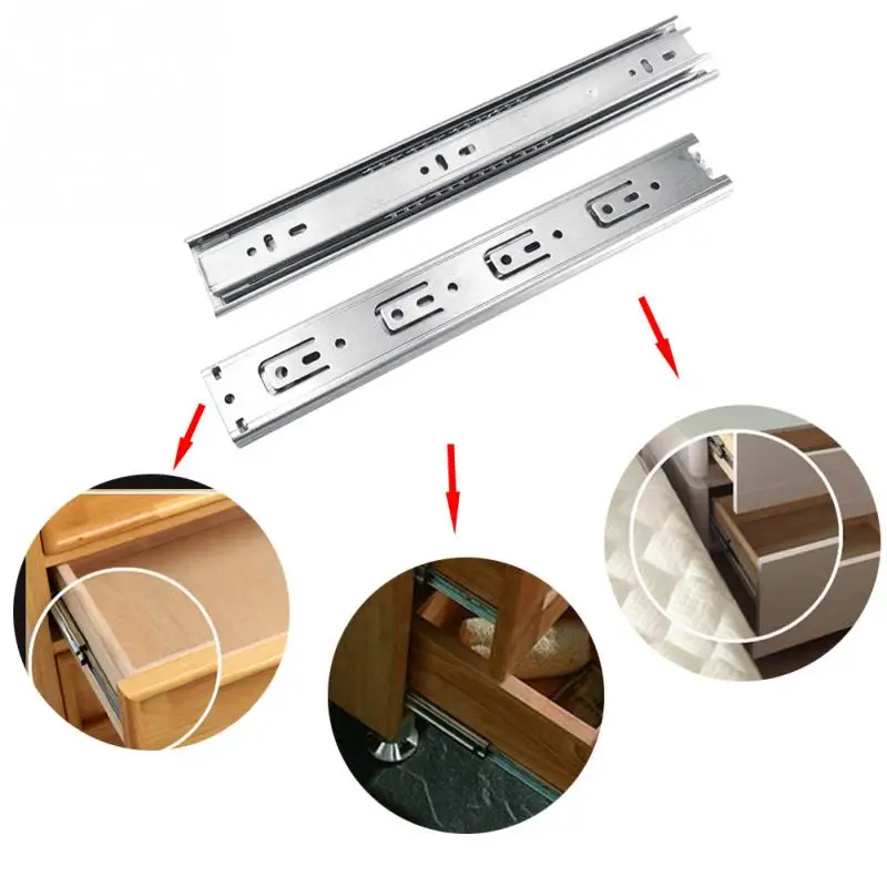 

8"/10"/12"/14"/16" Stainless Steel A Level Drawer Slide Three Tracks Drawer Rail Slide Kitchen Bath Door Window Rail Ball Track