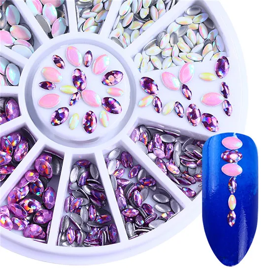 1 коробка AB Цветные Разноцветные стразы с плоской задней стороной заклепки акриловые УФ-гель 3D дизайн ногтей украшения колеса Подвески DIY - Цвет: 40796