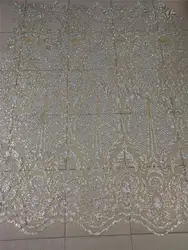 Good looking золотой край серебряный блеск H-19.11148 клееного принт Африканский сетки Тюль Кружево 5 ярдов для вечернее платье