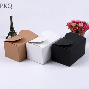 

20pcs wedding candy boxes small gift box white/black kraft packaging box craft paper present box cardboard carton