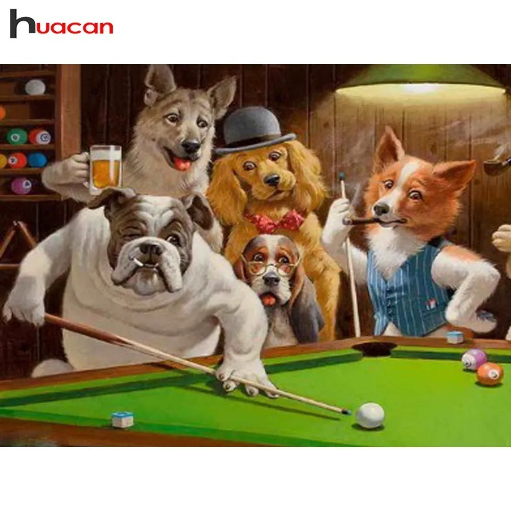 

HUACAN Diamond Mosaic Dogs 5D DIY Diamond Painting Billiards Decor Home Full Square Art Crafts Picture Of Rhinestone